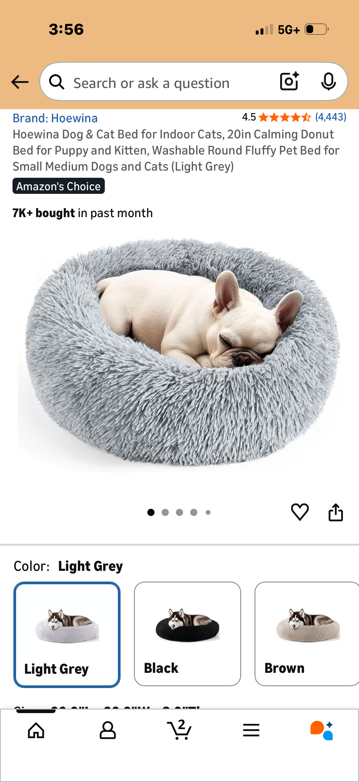 Small grey pet bed