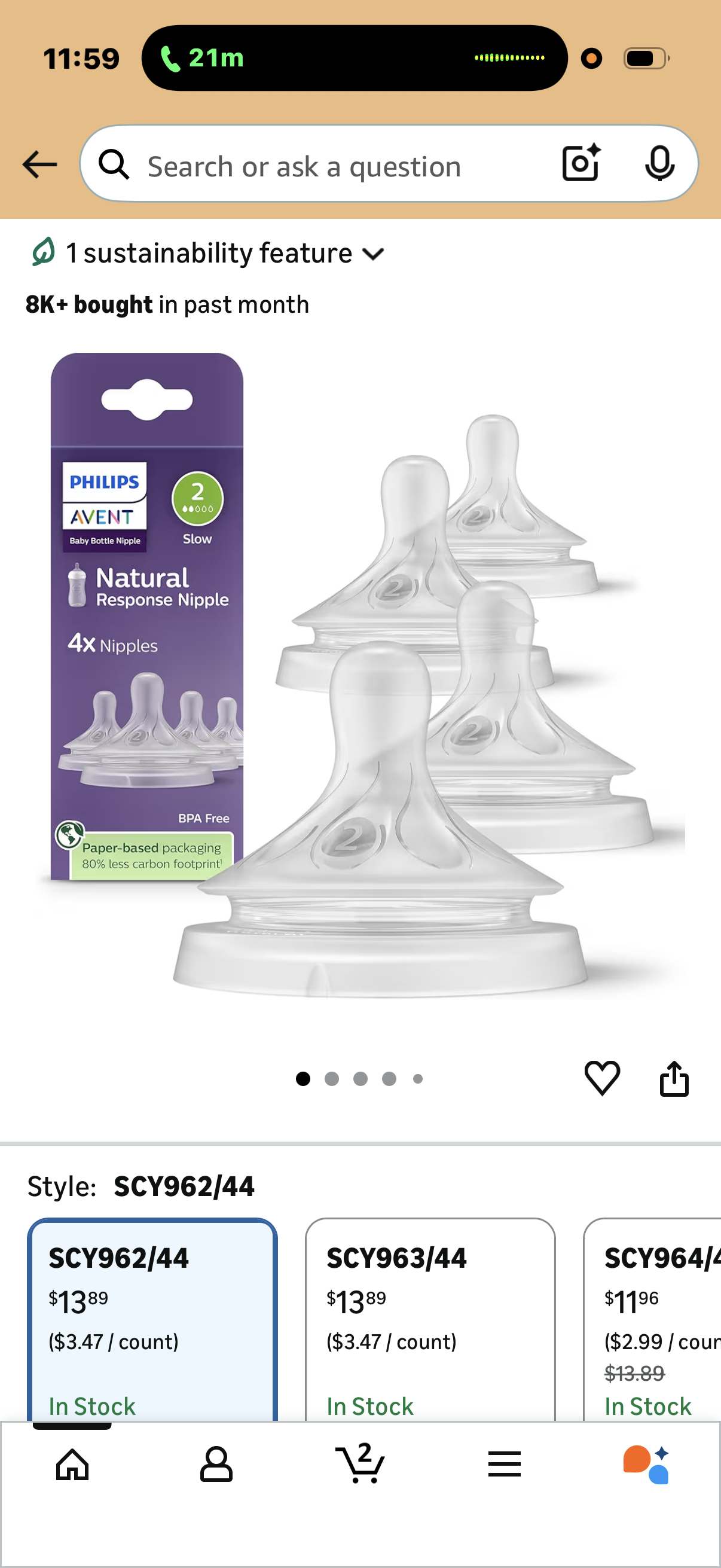 Avent Philips size 2